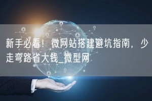 新手必看！微网站搭建避坑指南，少走弯路省大钱_微型网